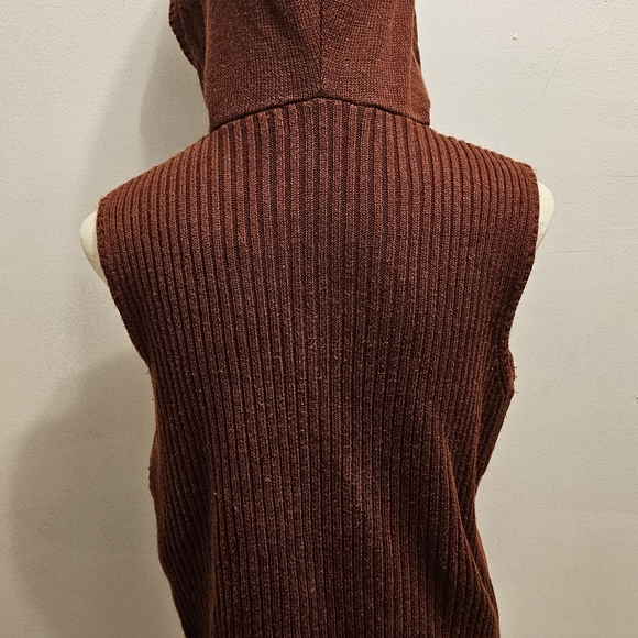 Leather Front Hooded Vest Planet & Company Sz M - Picture 7 of 7